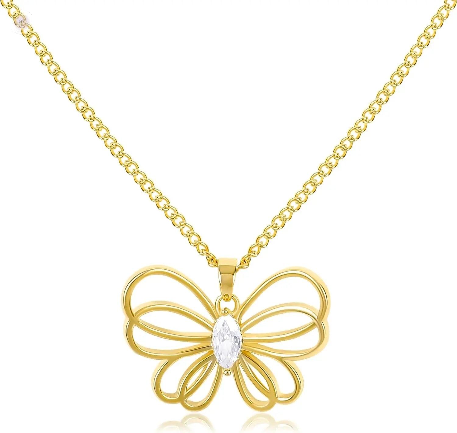 Gold Butterfly Pendant Necklace for Women 14K Gold Plated Hollow Butterfly Choker Necklace Adjustable Chain Elegant Insect Fairy Butterfly Statement Necklace Party Trendy Summer Jewelry Gift for Women